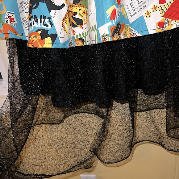 Vintage Cocktail Recipes Apron Black Sequins Lace & Sheer Trim - Picture 8 of 13